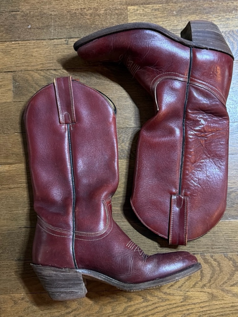 Frye Women's Burgundy Leather Cowboy Boots